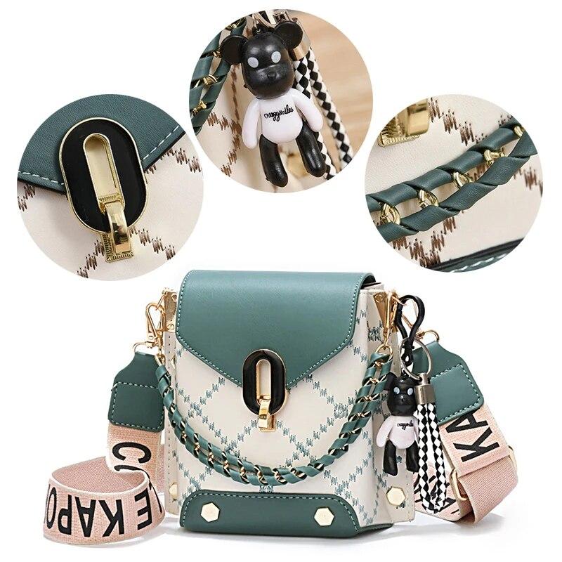 Женская сумка-цепочка из кожи с ромбовидной решеткой, повседневная сумка через плечо для женщин, сумка для покупок