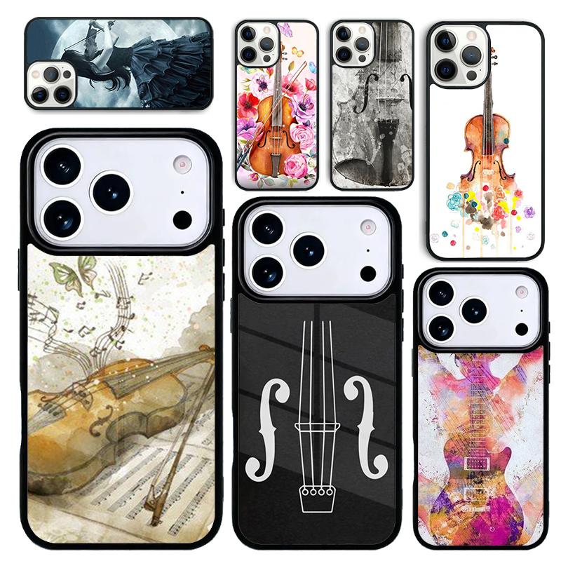 Capa Case for iPhone 17 Air 16 Pro Max 15 Plus 11 13 Mini 14 12 Back Phone Cover Gothic Girl Violin Watercolor