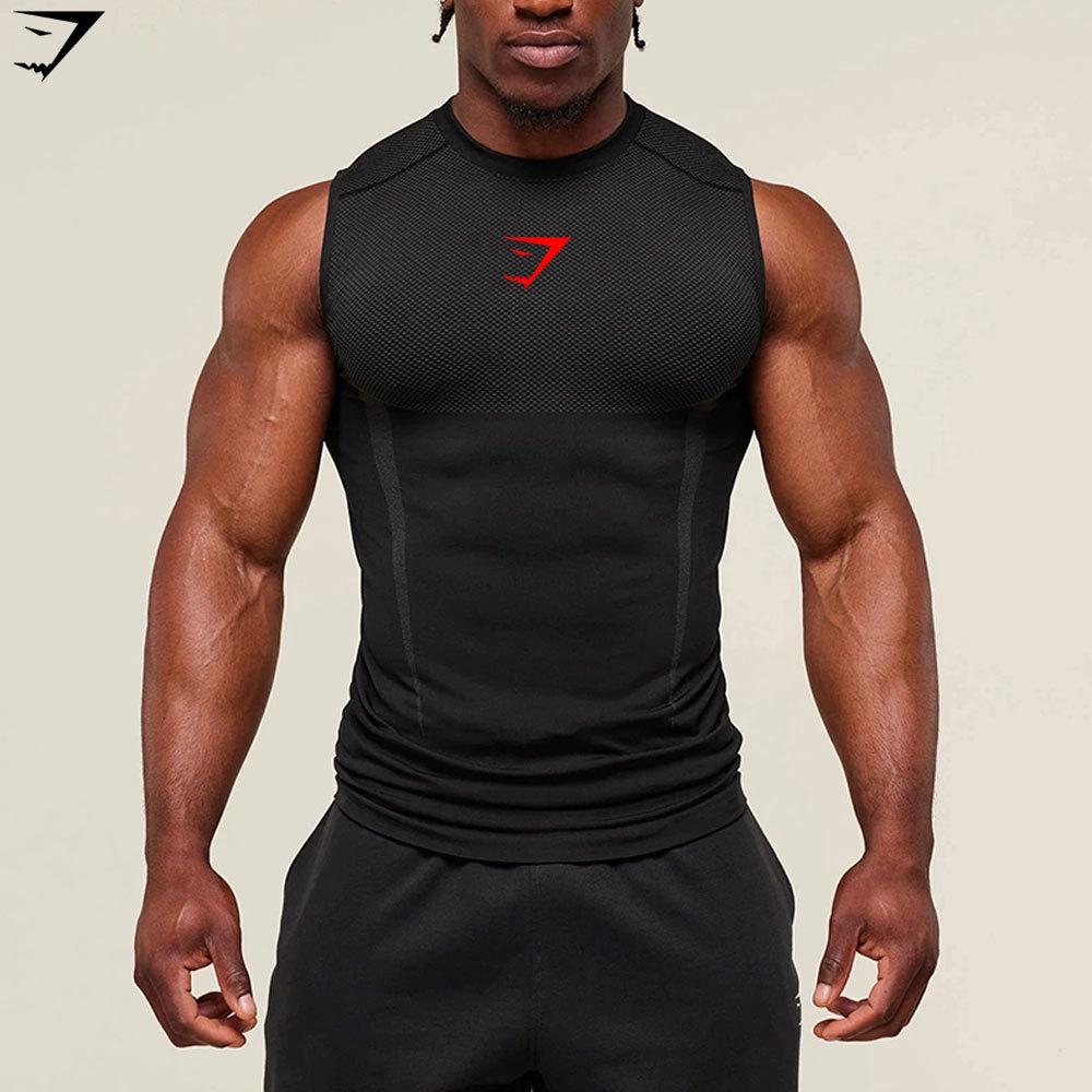 Мужская дышащая облегающая тренировочная жилетка GYMSHARK - с коротким рукавом