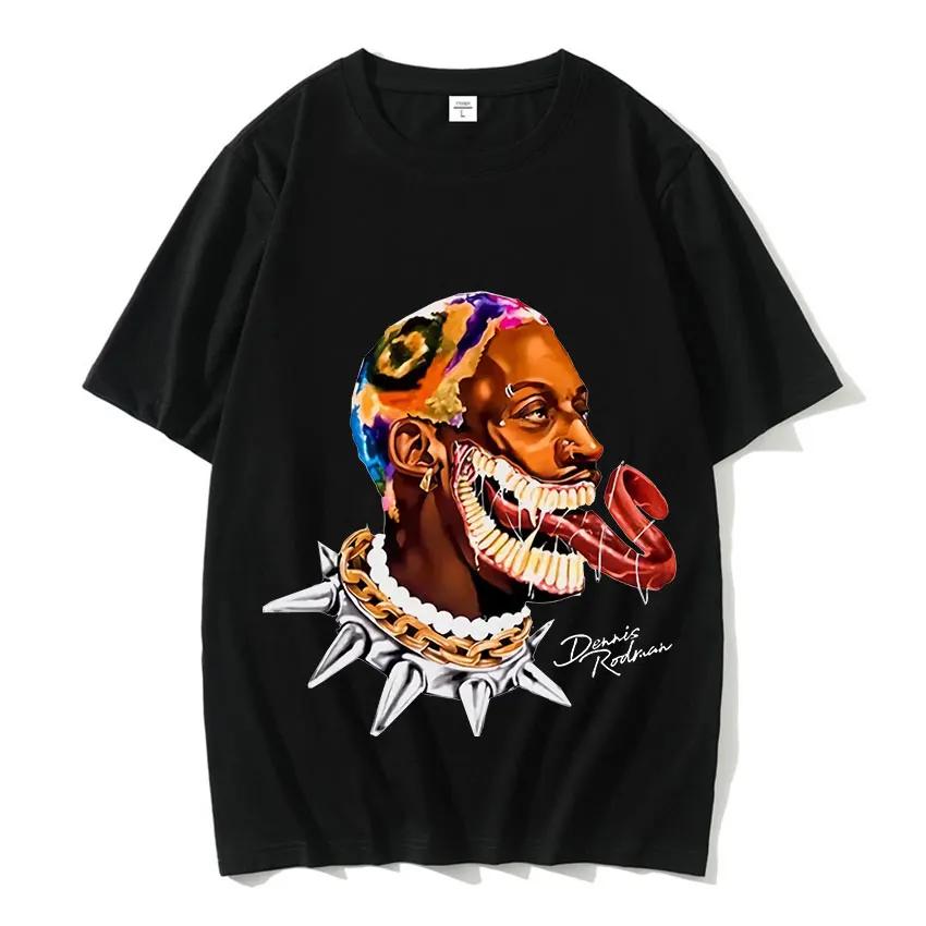 Футболка Hot Basketball Boys The Worm Dennis Rodman Graphic Tee Shirt Men's Hip Hop Fashion Punk Streetwear Male Summer Oversized T Shirt