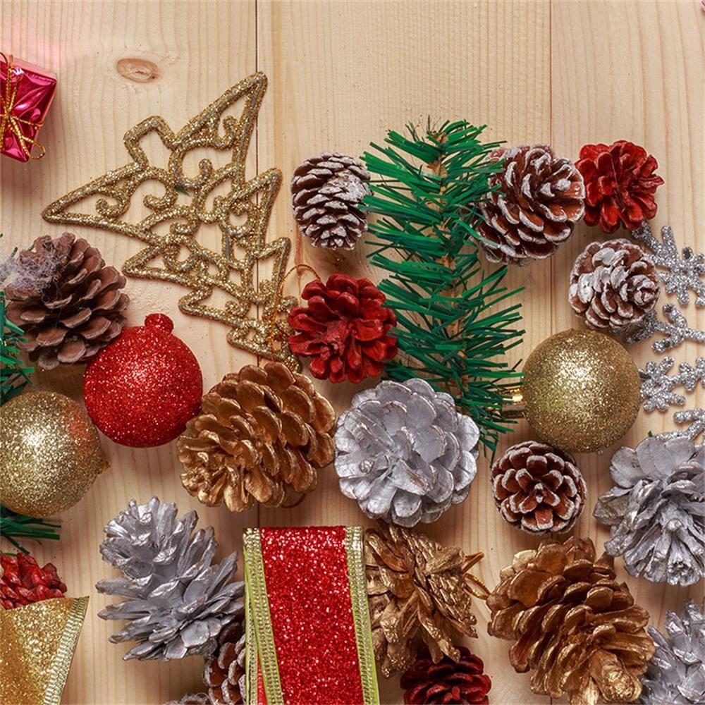 9Pcs/set DIY Craft Party Xmas Pine Nuts Hanging Ball Christmas Tree Ornament Pinecone