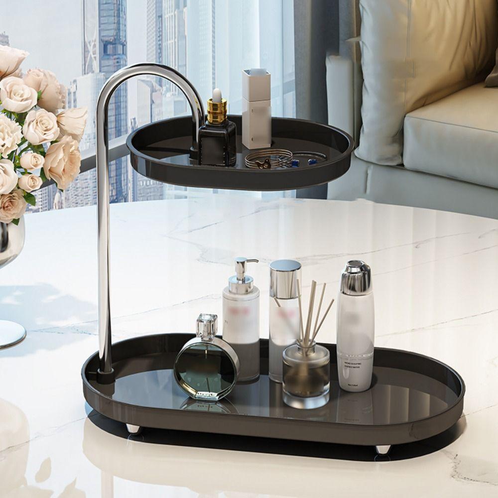 Space Saving Desktop Storage Tray Stainless Steel Rod Makeup Storage Display Stand Kitchen