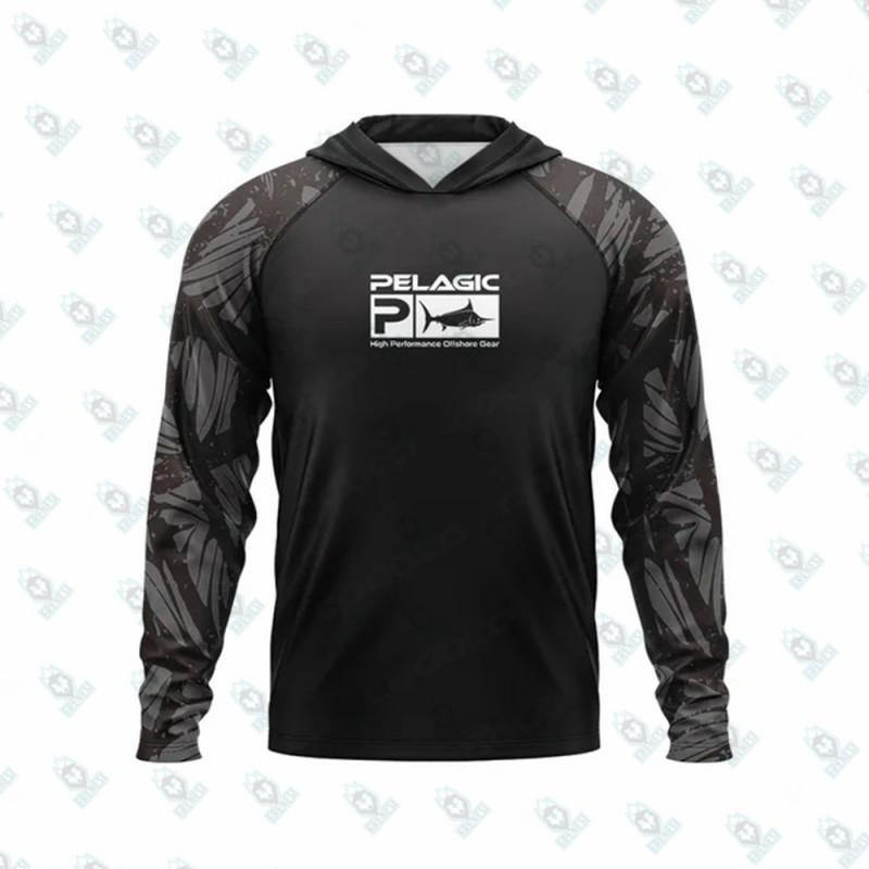 Mens Quick-Dry UV Protection Hooded Fishing Shirt Long Sleeve Breathable Outdoor Sport Jersey Cycling Angling