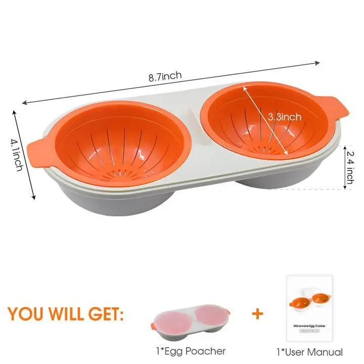 Microwave Egg Cooker Mold with Lid Household Double Cup Steamed Egg Bowl Baby Food Supplement Egg Cooker Kitchen Cooking Tool