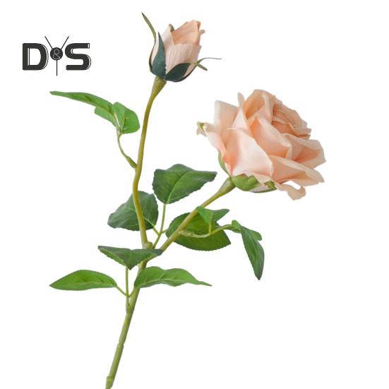 Искусственная роза со стеблем 2 головки Не увядает без полива Реквизит для свадебных фото Реалистичные многоразовые ветки искусственных цветов Товары для украшения дома