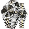 OLEVS Couple's Watch, Popular Gift, Pair Watches, Quartz Movement, Stylish Stainless Steel, Date Display, Easy To Read, Luminous, White and Black