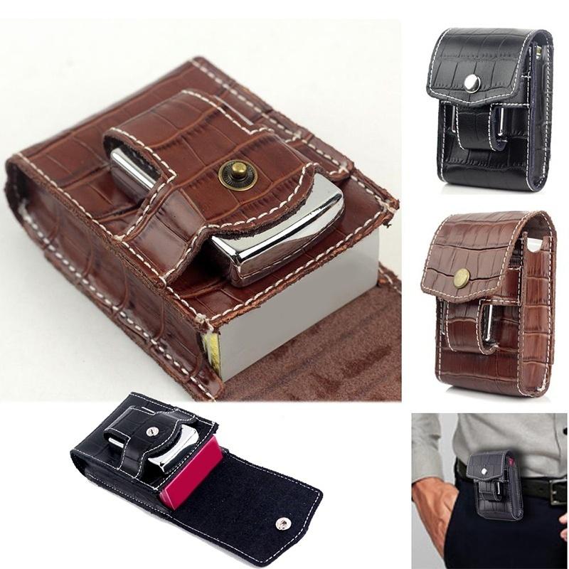 Leather Cigarette Case Wallet Lighter Holder Waist Belt Loop Cigarette Case Box
