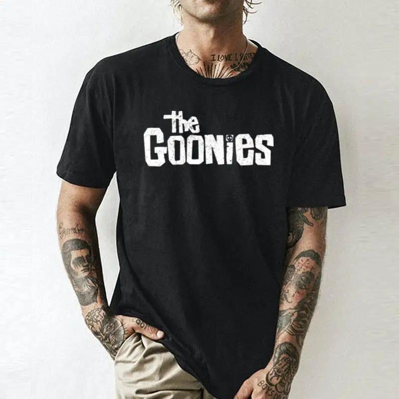 Белый Арт The Goonies Потертый Логотип Унисекс летняя футболка Хлопок модная одежда для пары