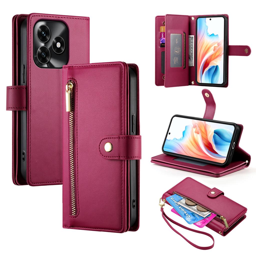 Leather Case For Honor X5c Plus 4G / X5c 4G / Play10A 4G Zipper Pocket Wallet Phone Cover with Straps
