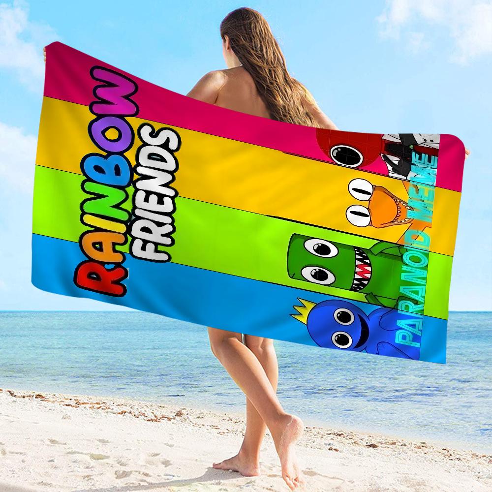 Rainbow Friends Toy Vintage Beach Towel Cartoon Cute Summer Kids Large Bath Pool Beach Towel Absorbent for Swimming Travel