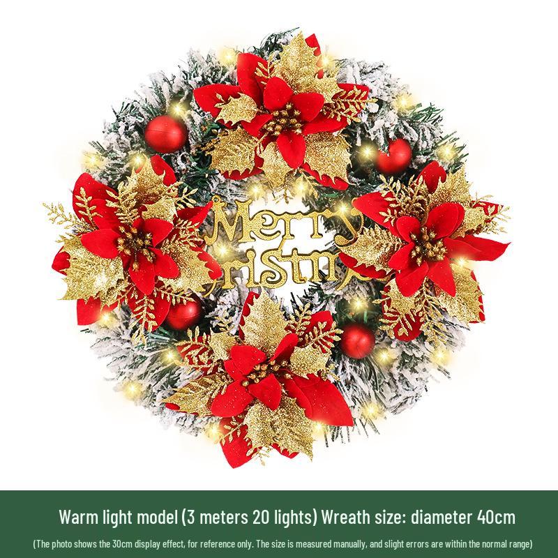 30cm Snowfall Flocking Christmas Wreath for Hotel and Shop Window Decoration