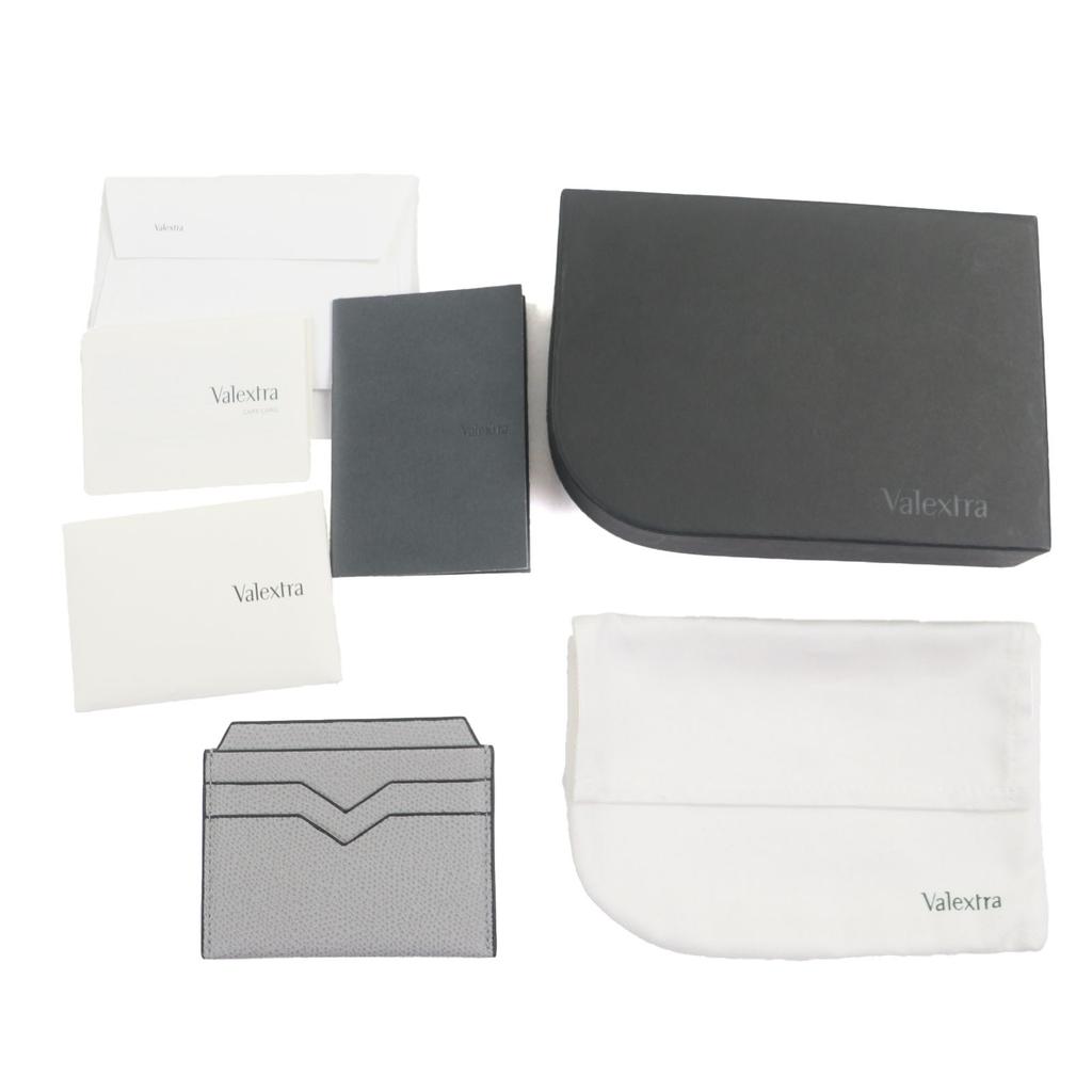 Безупречный картхолдер Valextra кожаный пропускной чехол серый воловья кожа мужской V8L77 Б/У