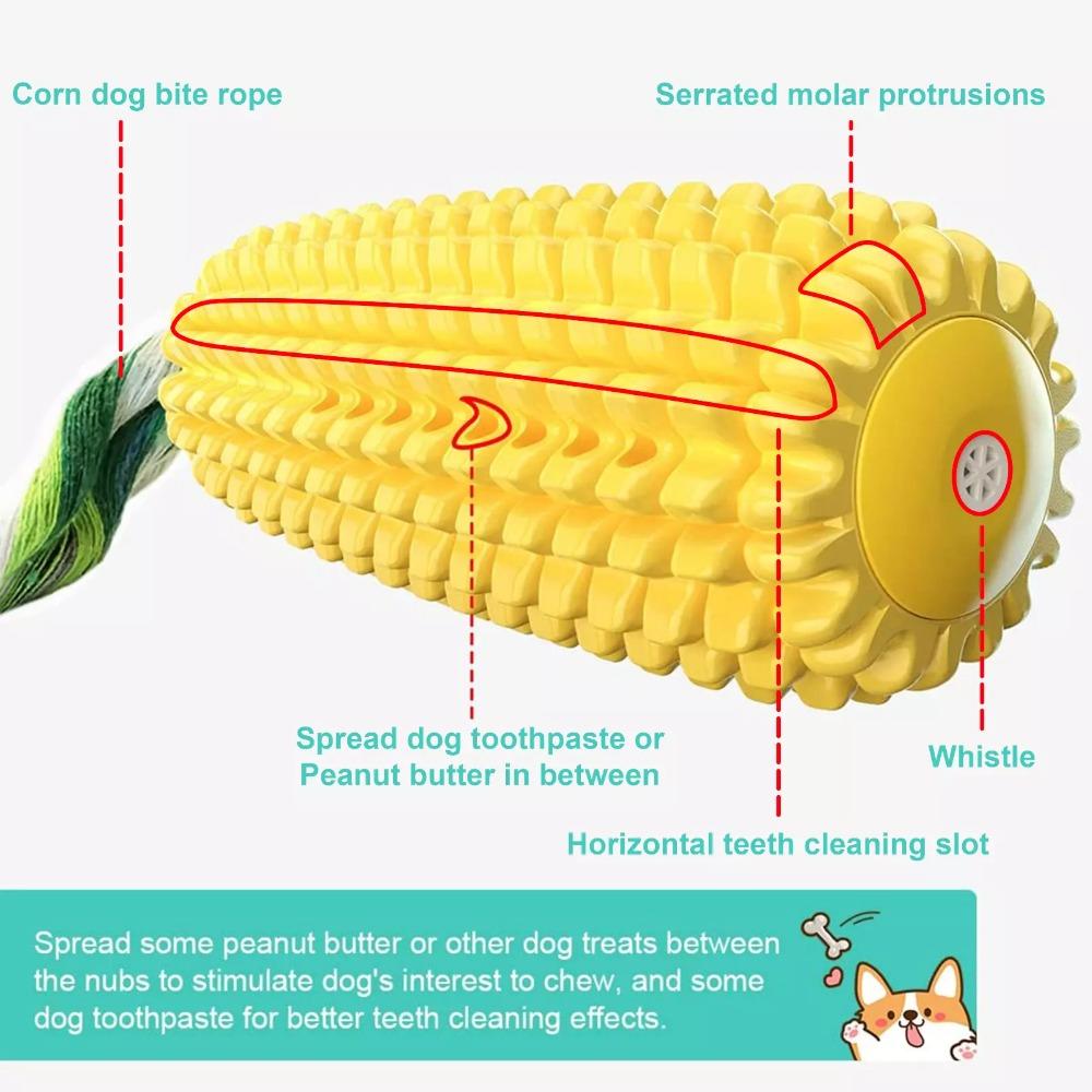 Indestructible Corn Squeaky Dog Toys Rubber Dental Chew Pet Toys New Dog Chew Toys