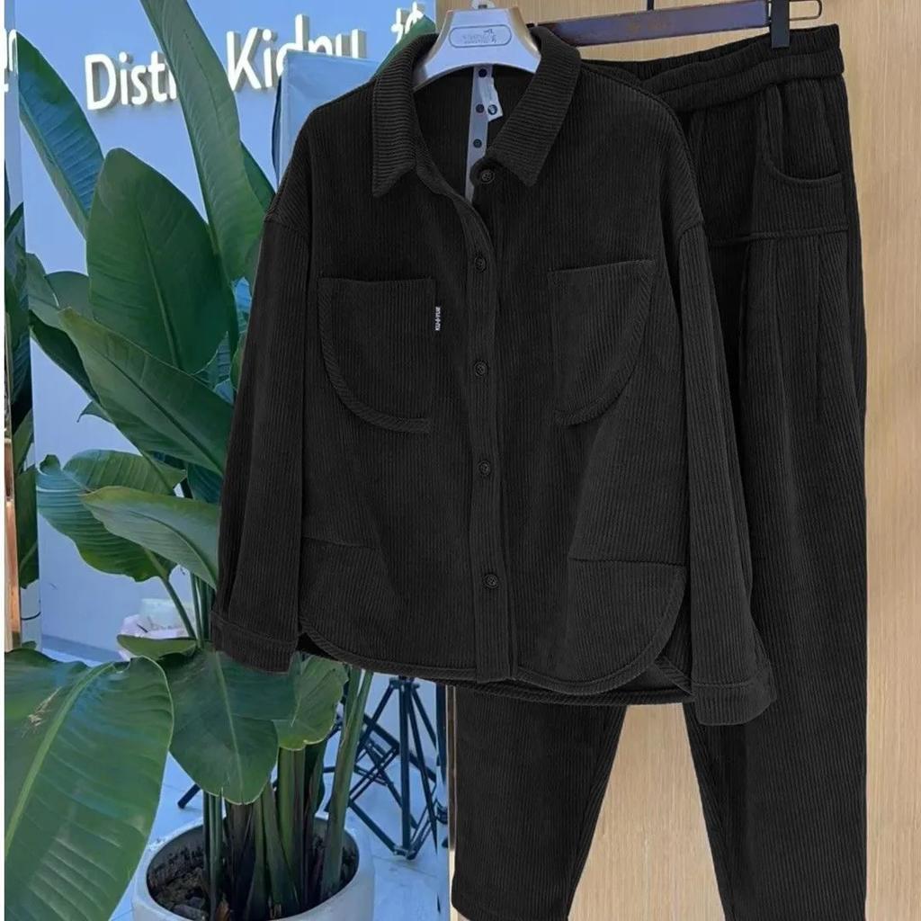 Зимний утолщенный повседневный костюм с плюшем, женская мода, западный стиль, маленький женский спортивный костюм из двух частей