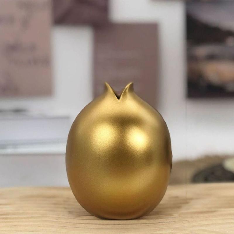 1PC Golden Resin Vase Light Luxury Cabinet Flower Vase Nordic Modern Flower Arrangement Pot Living Room Office Decoration