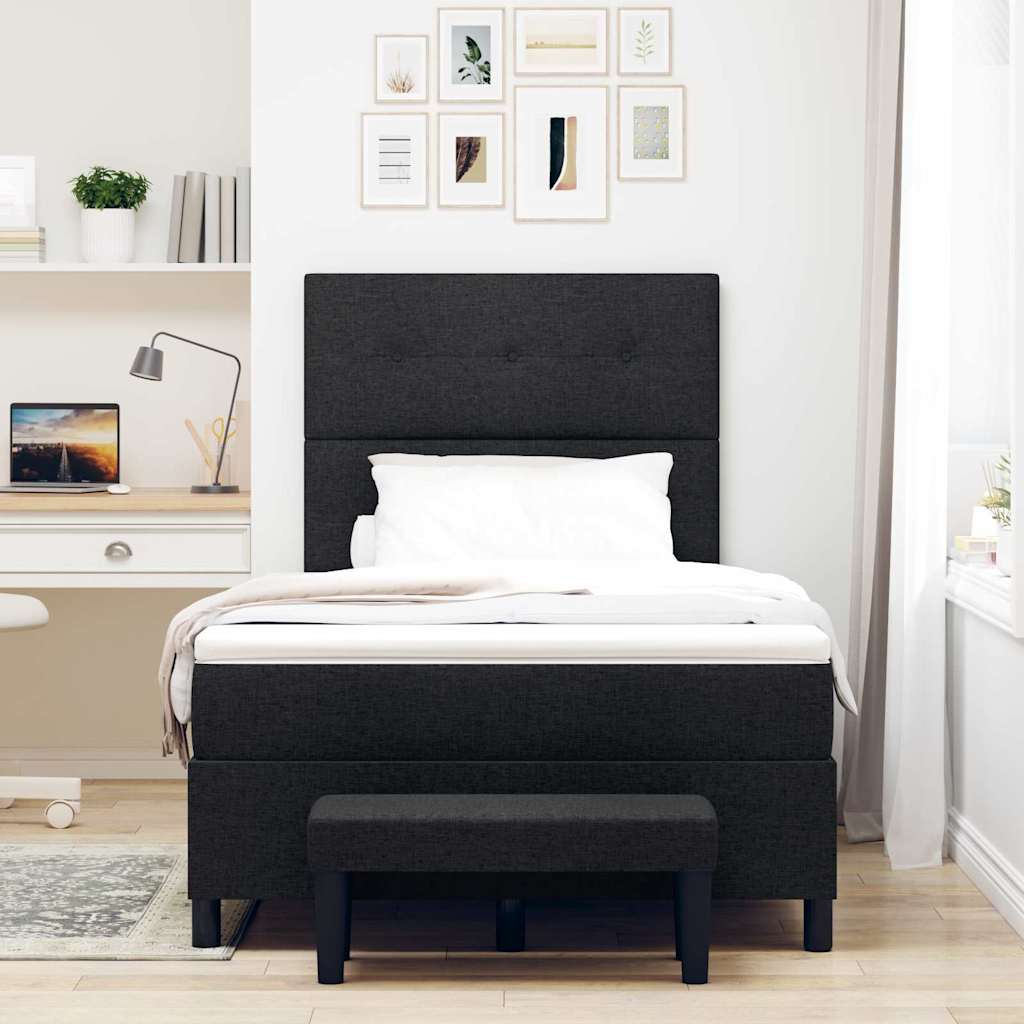 Box Spring Bed with Cushions Black 120 x 190 cm Fabric