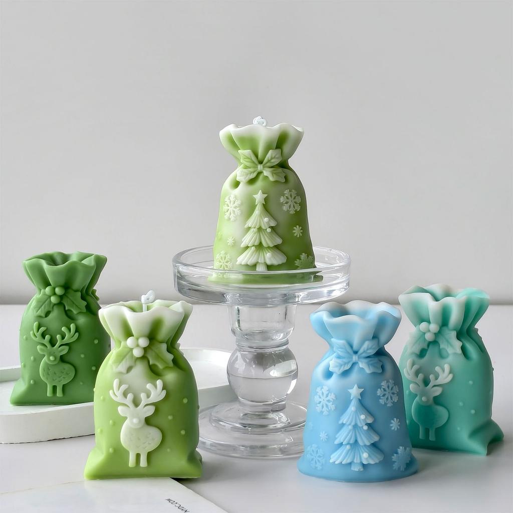 Christmas Gift Bag Silicone Candle Mold Candy Bag Shape Silicone Mold Baking Tool For Epoxy Resin Candle Soap Chocolate