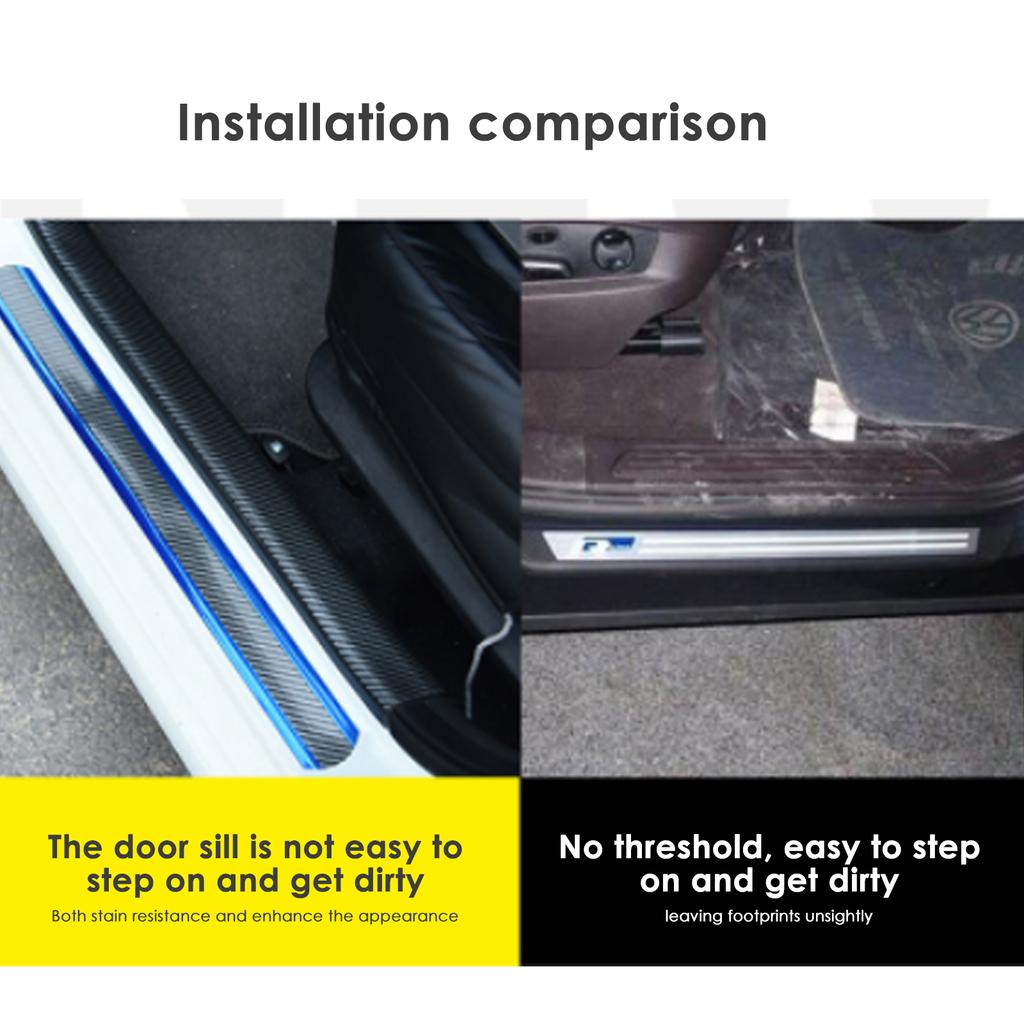 Car Stickers Anti Scratch Door Sill Protector Rubber Strip Carbon Fiber Car Threshold Protection Bumper Film Sticker Styling