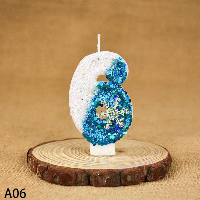 Тема Снежинки Льда 0-9 Свеча-цифра Украшение для торта Принцесса Топперы для торта на день рождения Украшение для торта на свадебную вечеринку Рождественские принадлежности