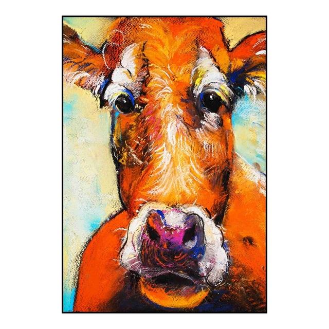 Abstract Colorful Cow Head Canvas Painting on The Wall Art Posters and Prints Modern Animal Pictures for Kids Room Home Decor No Frame