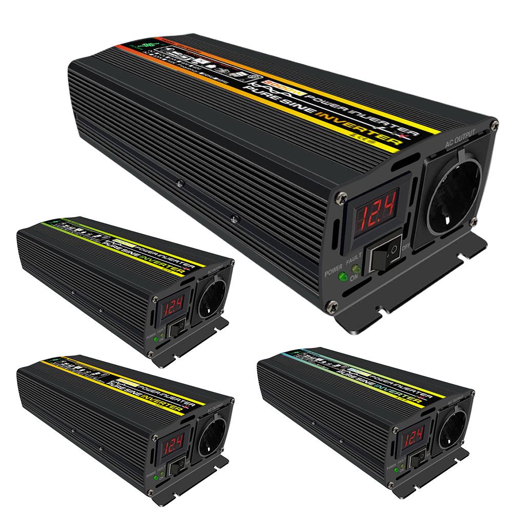 Автомобильный инвертор DC 12V в AC 220V со светодиодным дисплеем, автомобильный преобразователь напряжения, инвертор цифровой мощности с чистой синусоидой, штекер EU для автомобиля, автодома, фургона