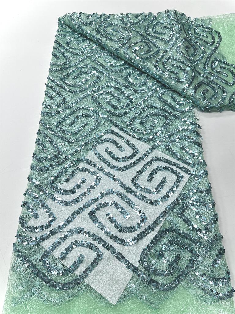 Wholesale 2026 High Quality Sequins French Lace Fabric Mesh Lace African Nigerian Embroidered Tulle Lace Fabric 5 Yards Dress