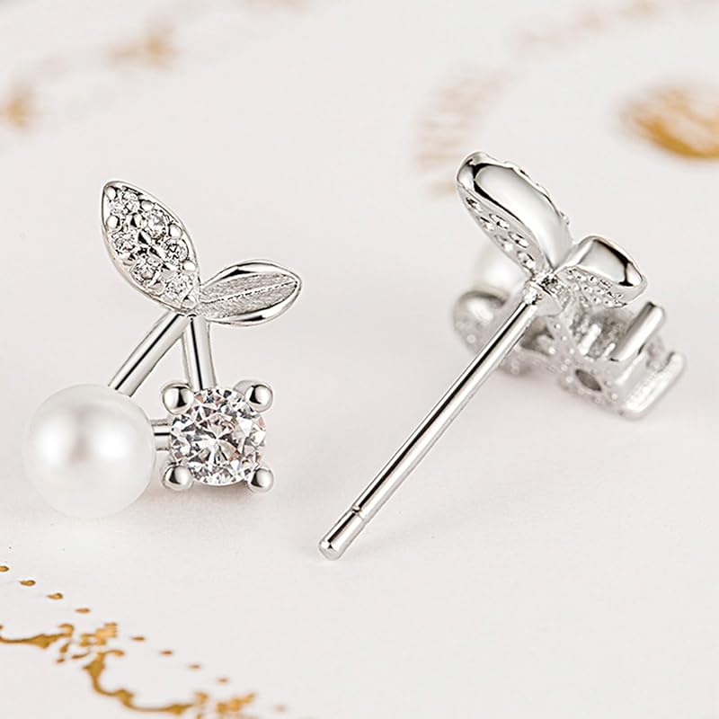 Zoomers Earrings Cherry Cherry Silver Zirconia Plating Cute Popularity South Korea Fashion Accessories Jewelry Fashionable Gift Present Gift Beautiful