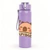 1PC Cute Brown Capybara Face Art 750ml Color Plastic Sports Water Bottle Leakproof Flip Straw Lid Suitable for Sports Office Home Use
