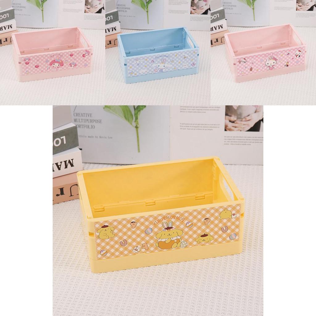 Складной пластиковый настольный ящик для хранения с рисунком Hello Kitty, Kuromi, Cinnamoroll для офиса и дома