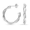 Real 925 Sterling Silver Jewelry Twisted Italian Hoop Earrings for Women 25 MM