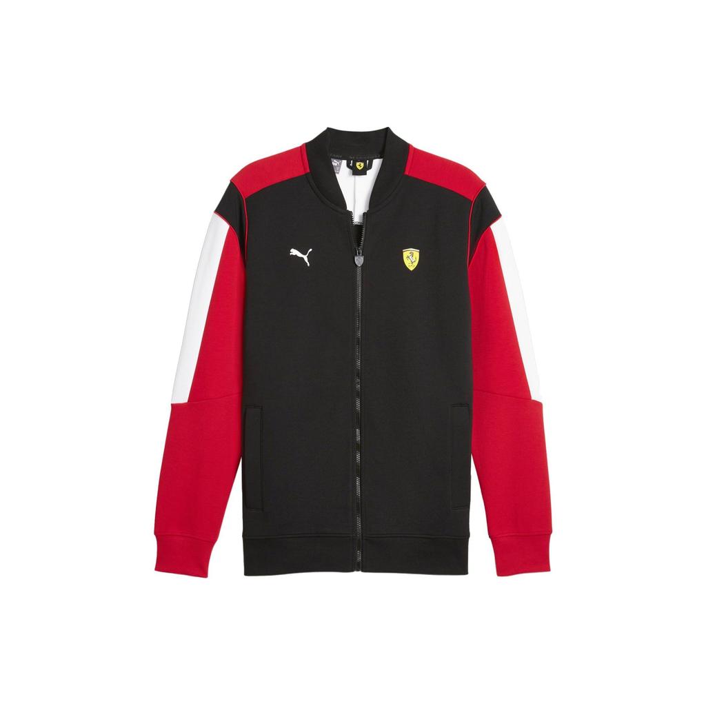 Puma Ferrari Race Mt7 Track Jacket Color Block Casual Retro Sports Stand Collar Full Zip Long Sleeve Jacket Men Jacket Black 623808-01