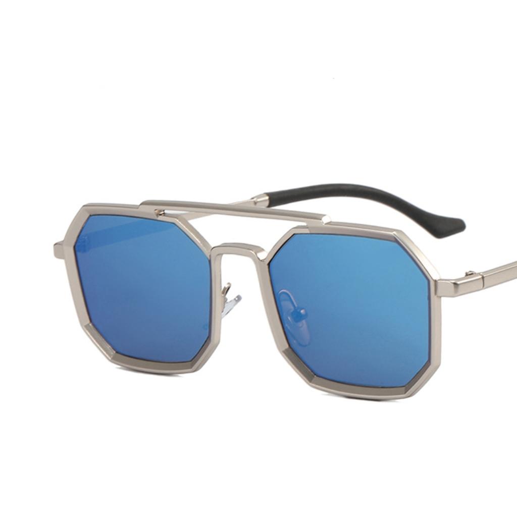 New Double Bridges Metal Large Frame Sunglasses UV400 Fashion Women Men Designer Mirror Eyewear Gafas de sol