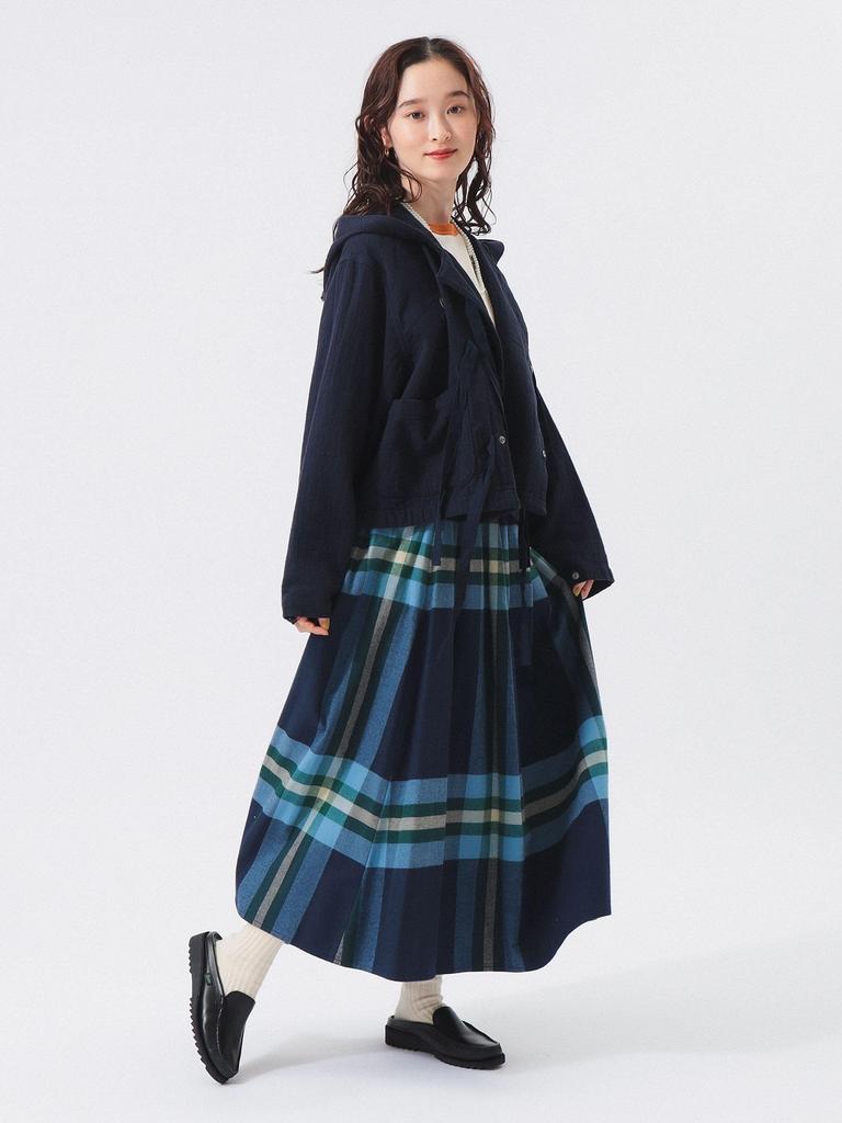 Beams Boy Women's Big Tartan Skirt, Navy 2