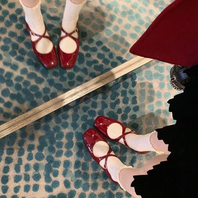 -Дочь Барри~ Плоские туфли Мэри Джейн с квадратным носком и крестовой пряжкой, женские банкетные туфли, свадебные туфли