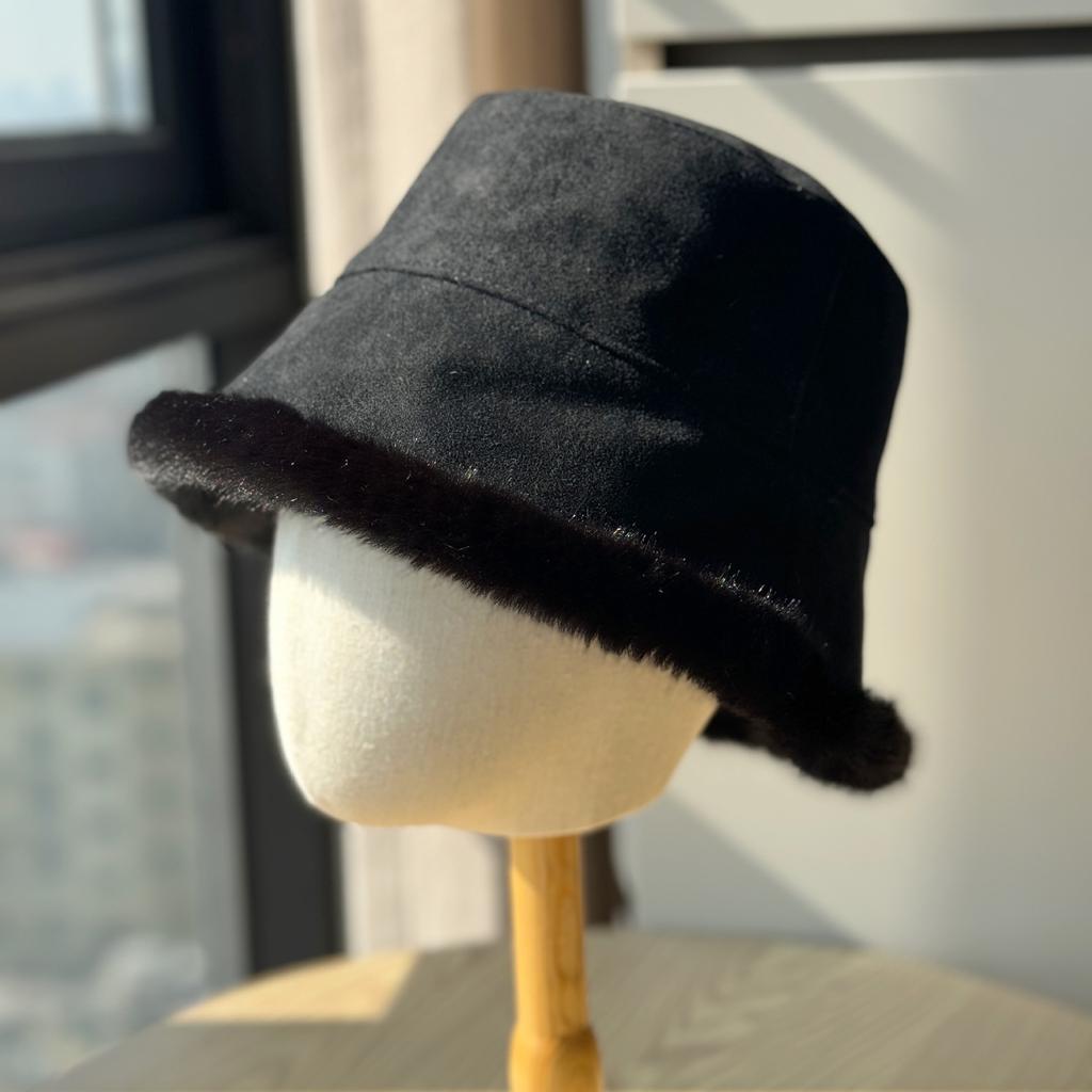 Autumn and winter popular hat female bag head hat plush hat female bucket hat small loose thermal hat versatile cold
