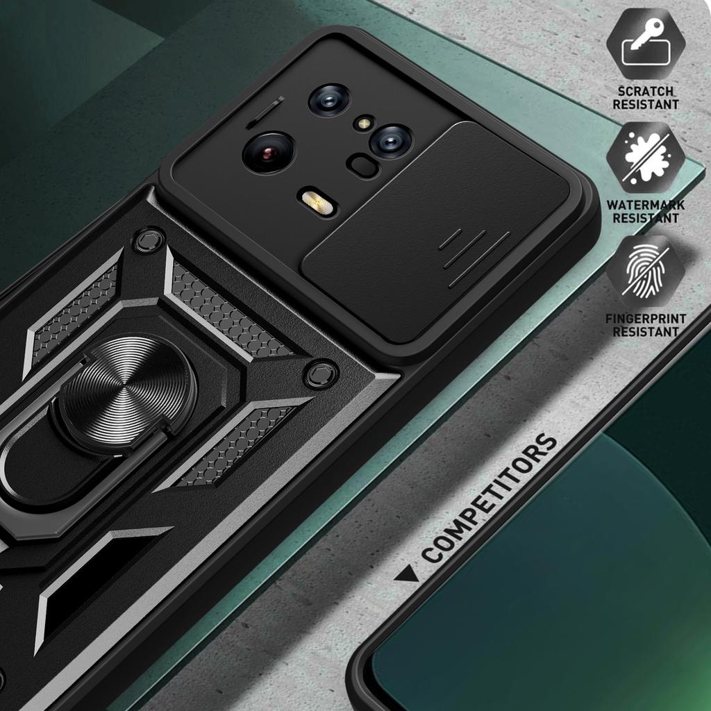 Для Xiaomi 13 Pro 5G Чехол-подставка с кольцом Защитный чехол для телефона ПК+ТПУ Сдвижная защита камеры Задняя крышка