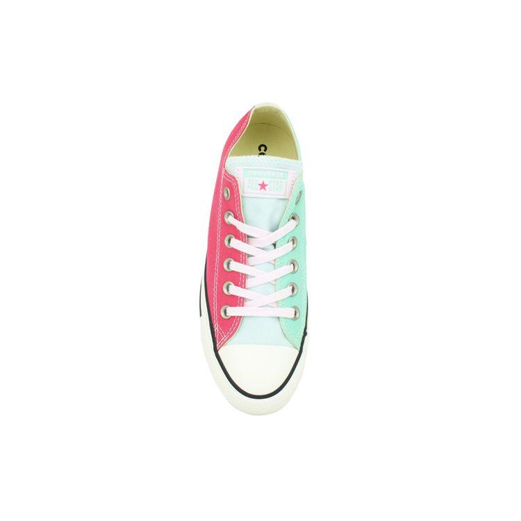 Converse Chuck Taylor All Star Ox Удобные низкие парусиновые кеды Красный Зеленый Пэчворк Женские кроссовки 163978C