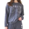 Lafuku PEANUTS Snoopy Fluffy Long Sleeve Pullover Loungewear Pants Sold Size M Women's Pajamas, Set, Separately, Gray,