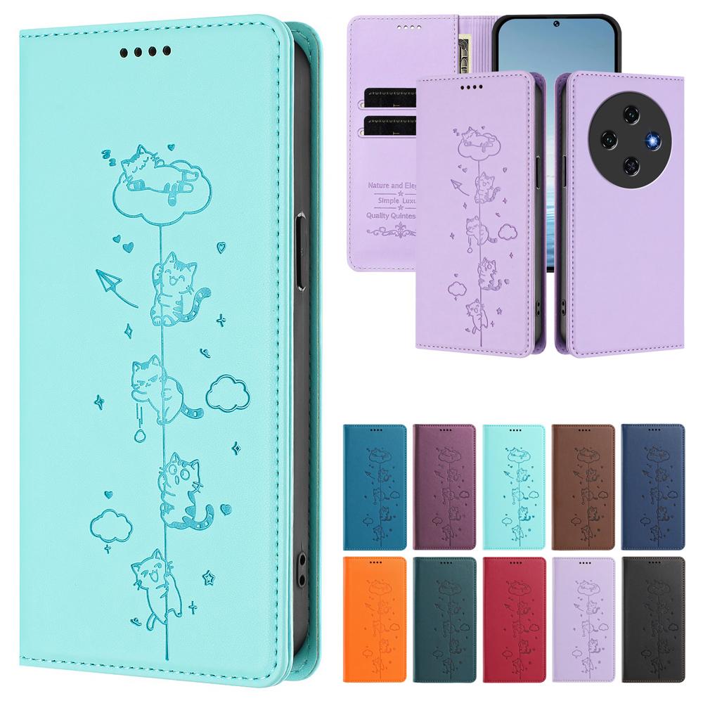 Cat Leather Wallet Case For Oukitel C5 C3 C2 C1 C69 C68 C65 C62 C61 C59 C58 C57 Pro C53 C51 C50 C38 RFID Protective Phone Cover
