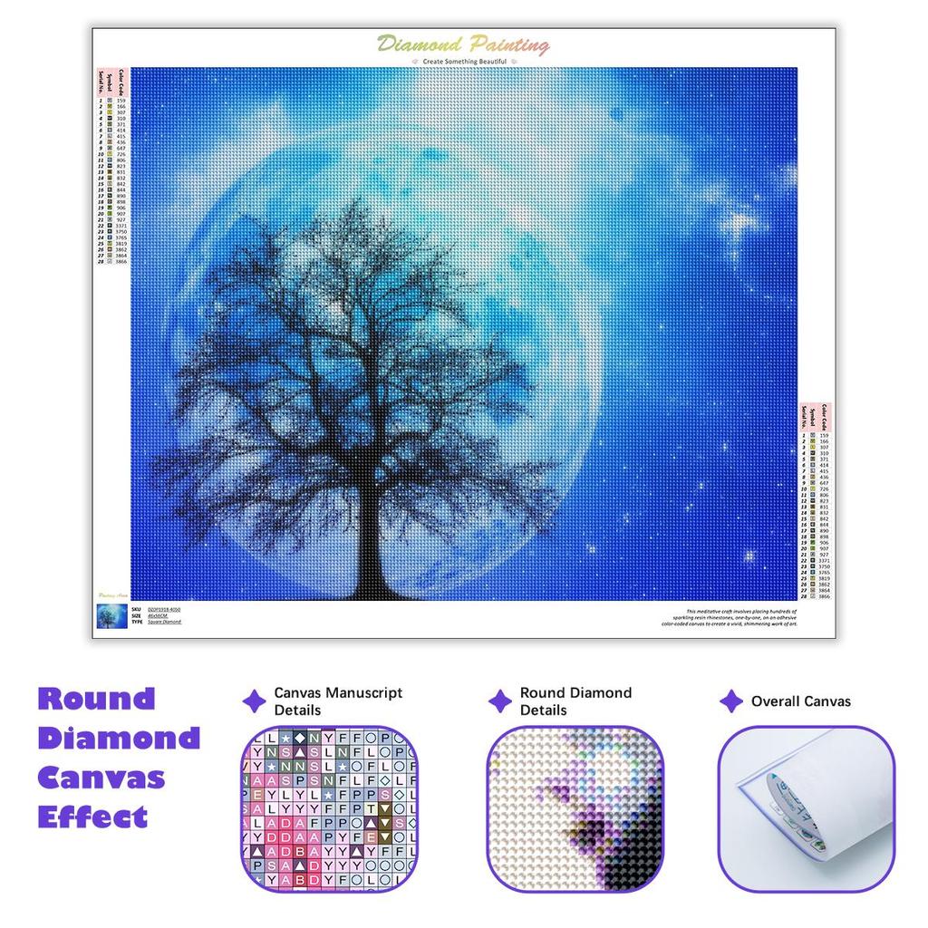 5D Full Round Diamond Painting Tree Planet Embroidery Landscape Kit Mosaic Home Decor 30x40cm