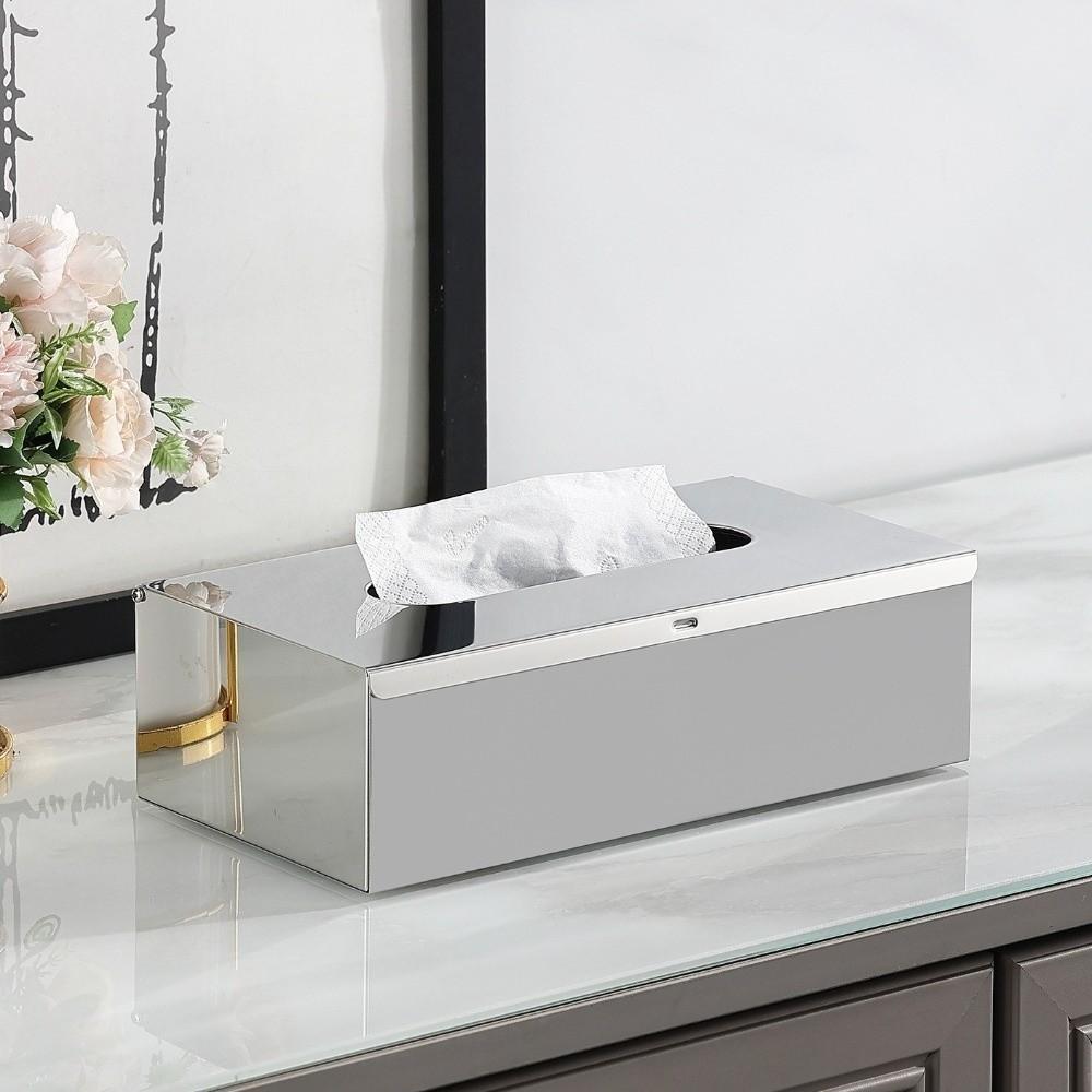 Wall-mounted Stainless Steel Tissue Box Rectangular Table Paper Container Paper Towel Case Car