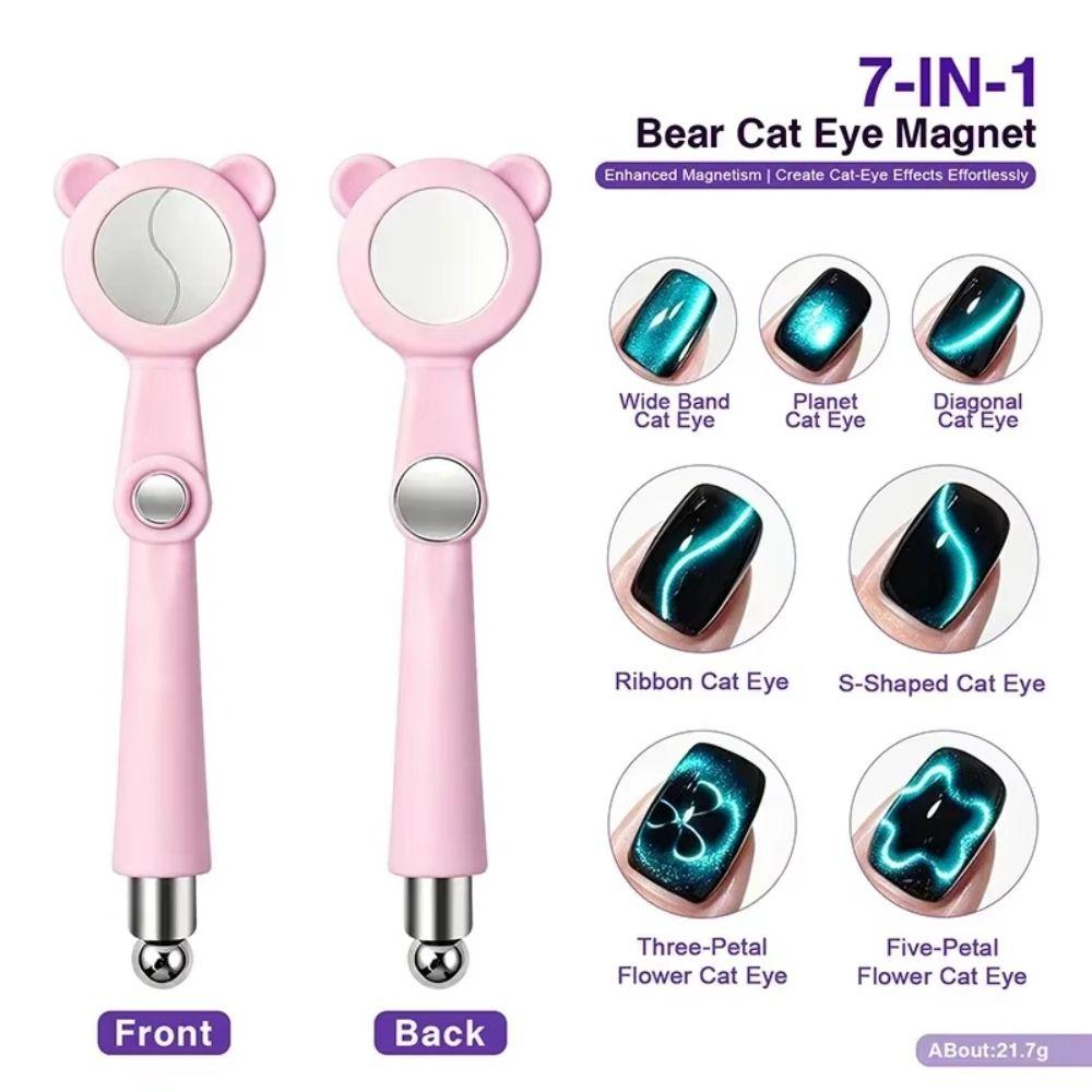 Handheld Magnetic Nail Art Tool Bear Shaped Glass Bead Manicure Applicator  Home Use