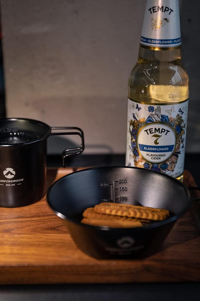 CAMPING MOON Sierra Cup, Black, Stainless Steel, 310ml, 3-Piece Set, BKS-220-3P