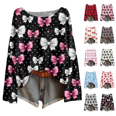 Рубашки с длинным рукавом для женщин, футболки с принтом, блузки, повседневные базовые топы больших размеров, пуловер, повседневная туника, рубашка свободного кроя