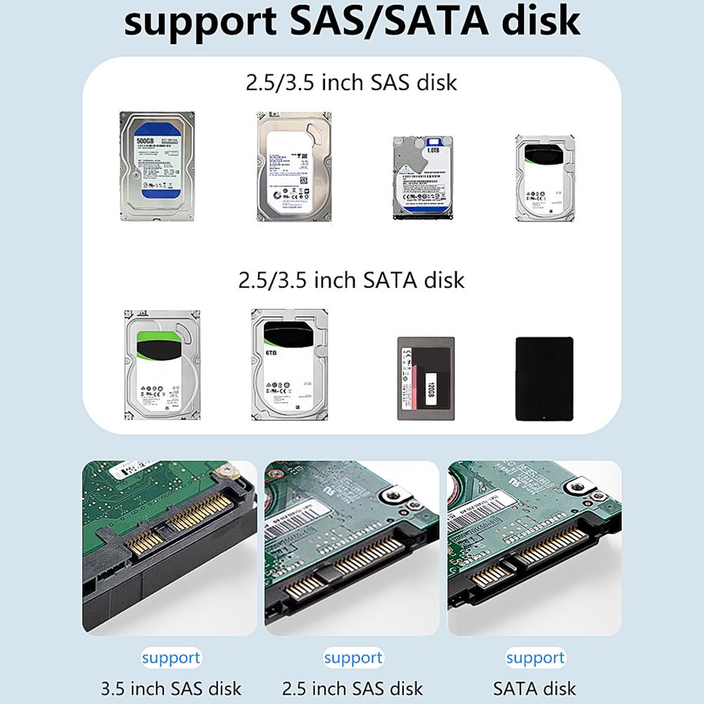 Док-станция для жесткого диска SAS на USB 3.0 Поддержка до 20 ТБ Считыватель Конвертер Док-станция для 2,5/3,5-дюймовых HDD SSD SATA/SAS