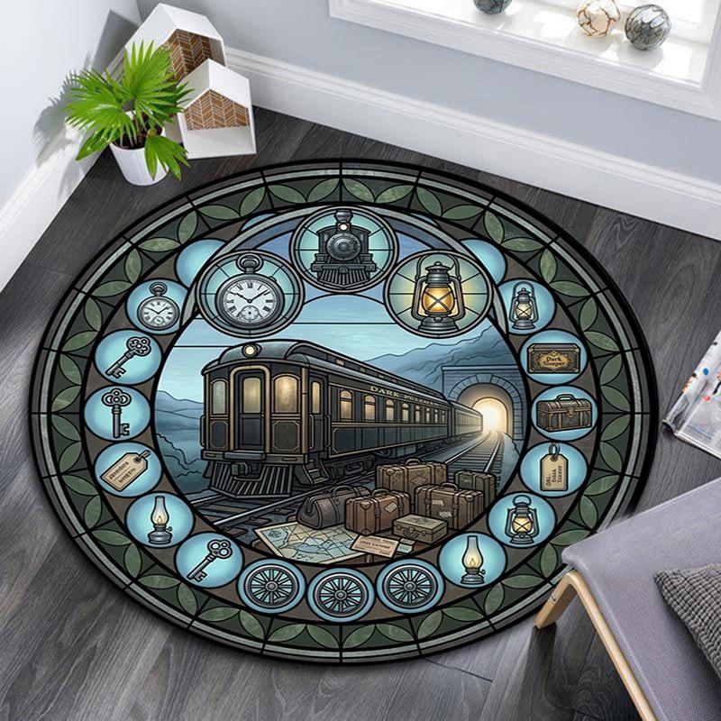 Marine Life Glass Round Area Rug Under Office Chairs Bedroom Living Room Home Decor