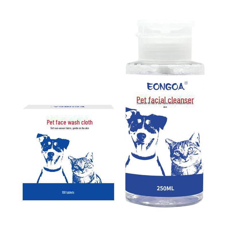 EONGOA Очищающие полотенца для лица домашних животных: Удаляет пятна от слез, желтую бороду, черный подбородок у собак и кошек.