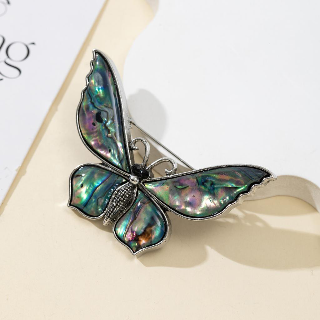1Pc, Handmade Natural Shell Butterfly Brooch Pin | Elegant Vintage Colour Jewelry Accessories, Women's Gifts, Unique Mother's Day, Easter Supplies