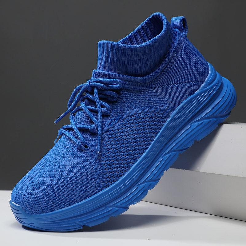 Летние мужские высокие носки кроссовки обувь новые сетчатые модные беговые легкие на толстой подошве на шнуровке повседневные мужские спортивные туфли