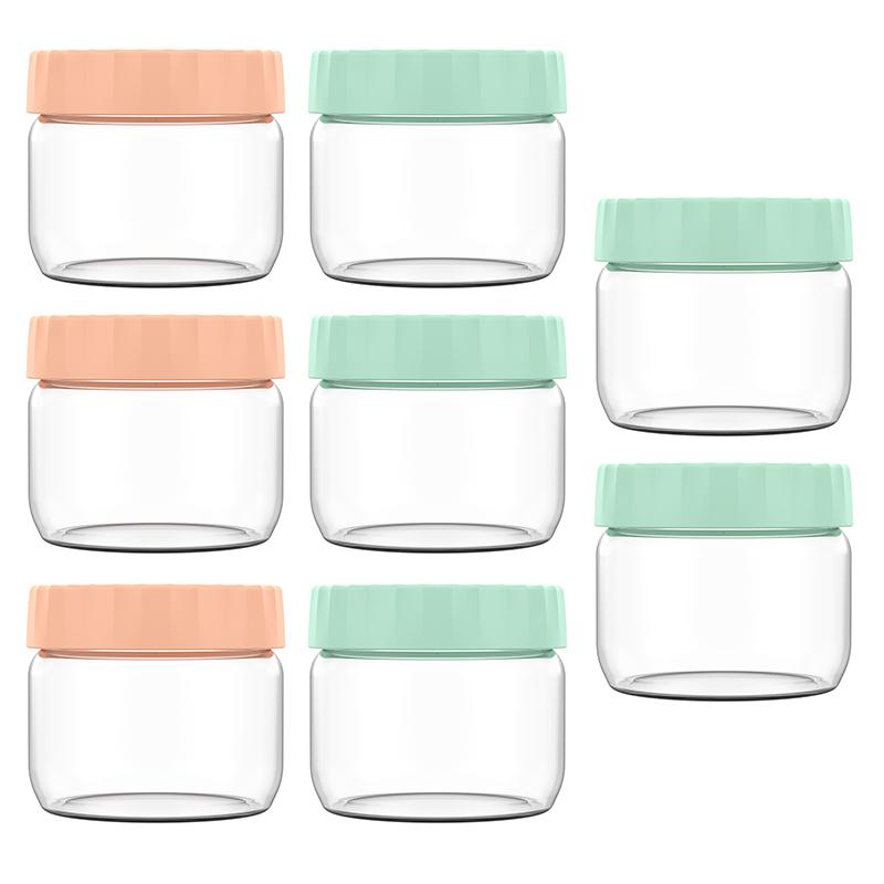 4/8Pcs Overnight Oats Container Moisture Resistant Sealable Glass Jars Kitchen Milk Fruit Salad Food Storage Jars Portable